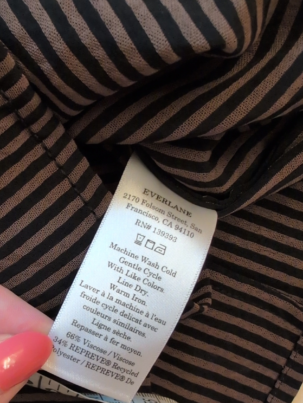 NWT Everlane The Mini Jacquard Stripe Top Brown Black Short Sleeve Size XS - Picture 5 of 9